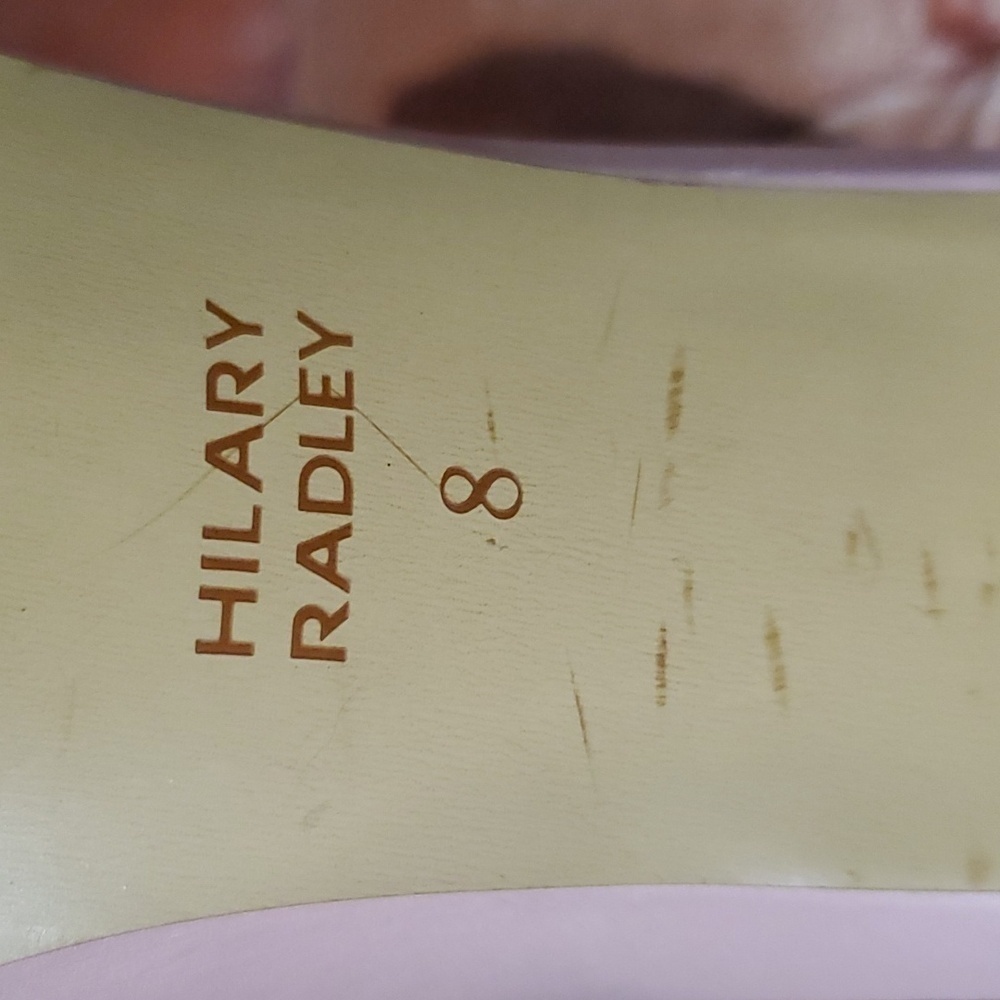 Hilary Radley Pastel Pink & Tan Jeweled Mule Sandal with gold kitten heal size8 - Picture 11 of 11